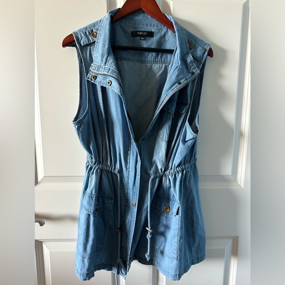 Black Label C’est Toi Chambray Utility Vest Tunic Cinched Waist 1XL - Picture 4 of 6